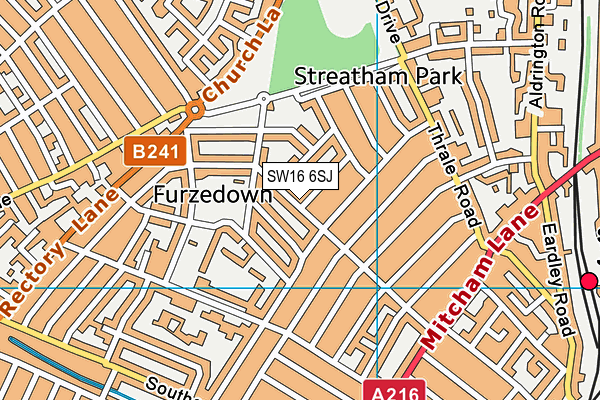 SW16 6SJ map - OS VectorMap District (Ordnance Survey) SW16 6SJ map - OS VectorMap District (Ordnance Survey)