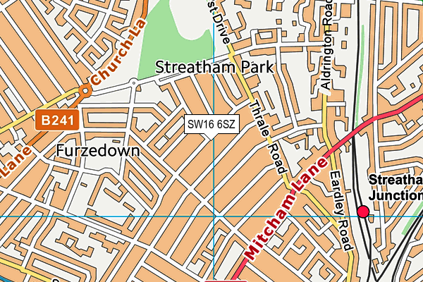SW16 6SZ map - OS VectorMap District (Ordnance Survey) SW16 6SZ map - OS VectorMap District (Ordnance Survey)