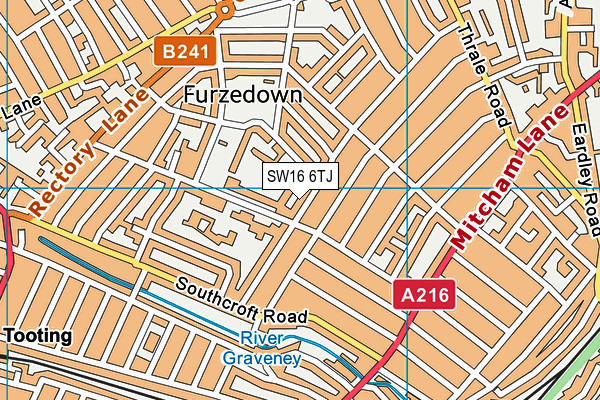 SW16 6TJ map - OS VectorMap District (Ordnance Survey) SW16 6TJ map - OS VectorMap District (Ordnance Survey)