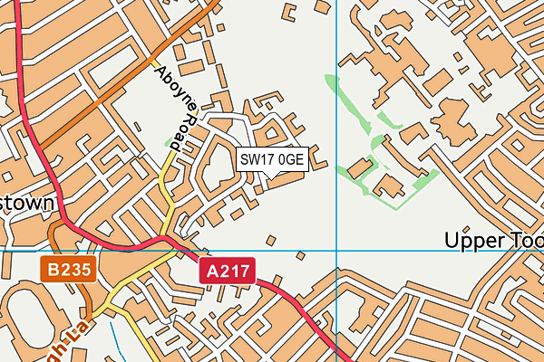 SW17 0GE map - OS VectorMap District (Ordnance Survey)