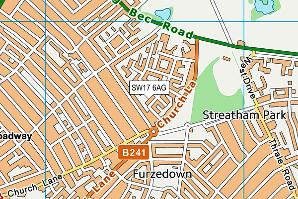 SW17 6AG map - OS VectorMap District (Ordnance Survey) SW17 6AG map - OS VectorMap District (Ordnance Survey)