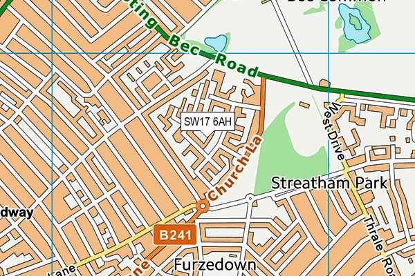 SW17 6AH map - OS VectorMap District (Ordnance Survey) SW17 6AH map - OS VectorMap District (Ordnance Survey)