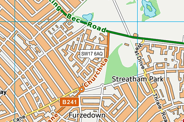 SW17 6AQ map - OS VectorMap District (Ordnance Survey) SW17 6AQ map - OS VectorMap District (Ordnance Survey)