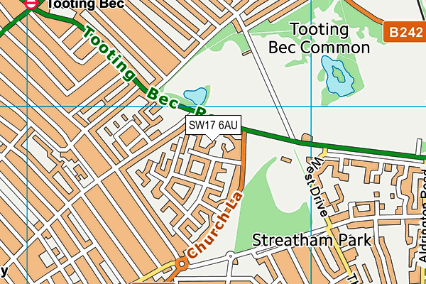 SW17 6AU map - OS VectorMap District (Ordnance Survey)