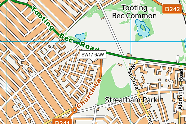 SW17 6AW map - OS VectorMap District (Ordnance Survey)