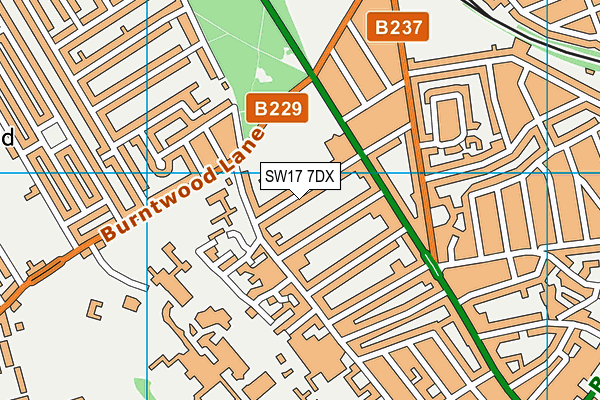 SW17 7DX map - OS VectorMap District (Ordnance Survey) SW17 7DX map - OS VectorMap District (Ordnance Survey)