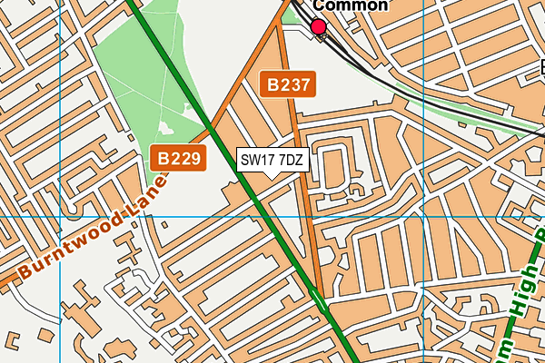 SW17 7DZ map - OS VectorMap District (Ordnance Survey) SW17 7DZ map - OS VectorMap District (Ordnance Survey)