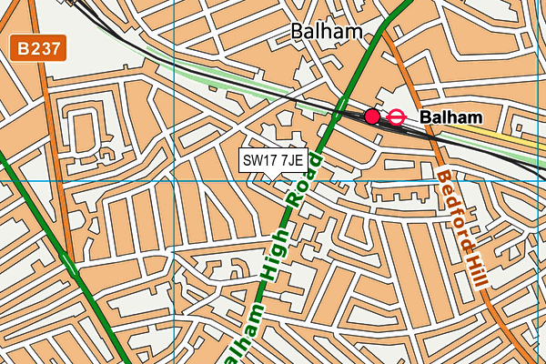 SW17 7JE map - OS VectorMap District (Ordnance Survey) SW17 7JE map - OS VectorMap District (Ordnance Survey)