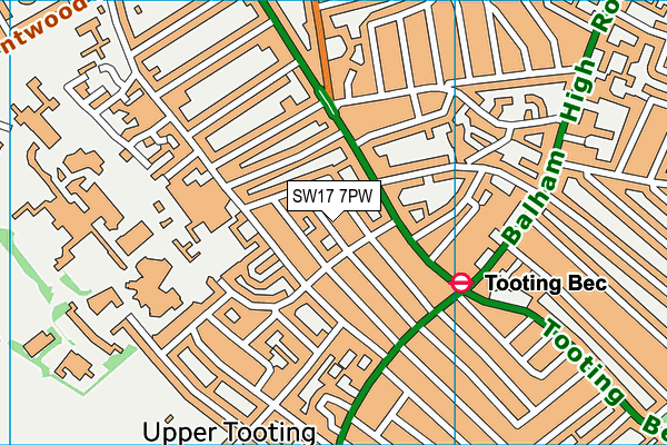 SW17 7PW map - OS VectorMap District (Ordnance Survey) SW17 7PW map - OS VectorMap District (Ordnance Survey)
