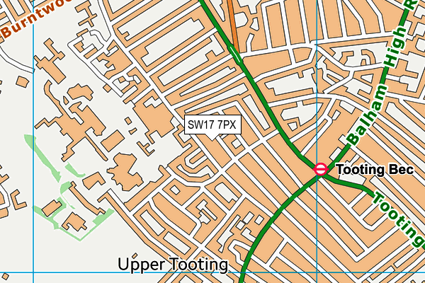 SW17 7PX map - OS VectorMap District (Ordnance Survey) SW17 7PX map - OS VectorMap District (Ordnance Survey)
