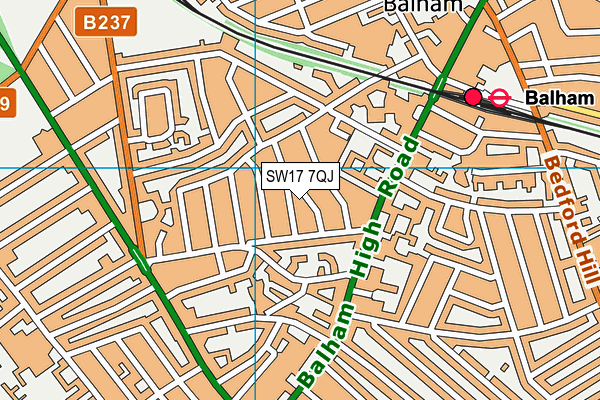 SW17 7QJ map - OS VectorMap District (Ordnance Survey) SW17 7QJ map - OS VectorMap District (Ordnance Survey)