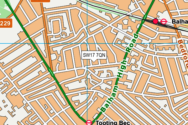 SW17 7QN map - OS VectorMap District (Ordnance Survey) SW17 7QN map - OS VectorMap District (Ordnance Survey)