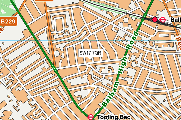 SW17 7QR map - OS VectorMap District (Ordnance Survey) SW17 7QR map - OS VectorMap District (Ordnance Survey)
