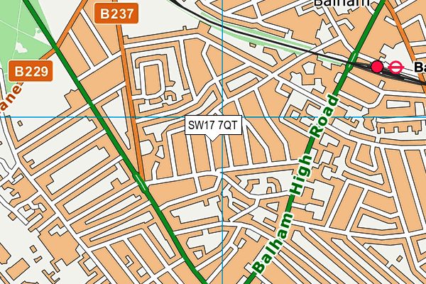 SW17 7QT map - OS VectorMap District (Ordnance Survey)