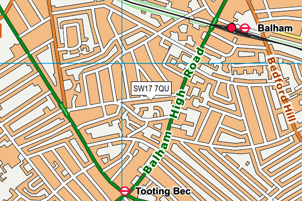 SW17 7QU map - OS VectorMap District (Ordnance Survey)