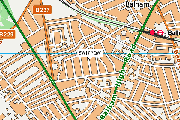 SW17 7QW map - OS VectorMap District (Ordnance Survey) SW17 7QW map - OS VectorMap District (Ordnance Survey)
