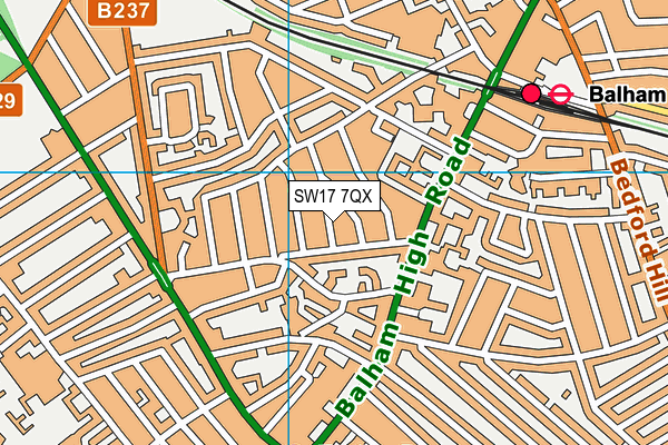 SW17 7QX map - OS VectorMap District (Ordnance Survey)