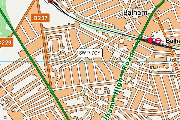 SW17 7QY map - OS VectorMap District (Ordnance Survey) SW17 7QY map - OS VectorMap District (Ordnance Survey)