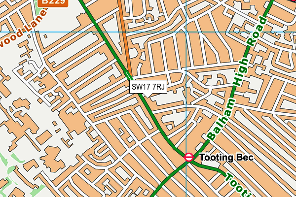 SW17 7RJ map - OS VectorMap District (Ordnance Survey) SW17 7RJ map - OS VectorMap District (Ordnance Survey)