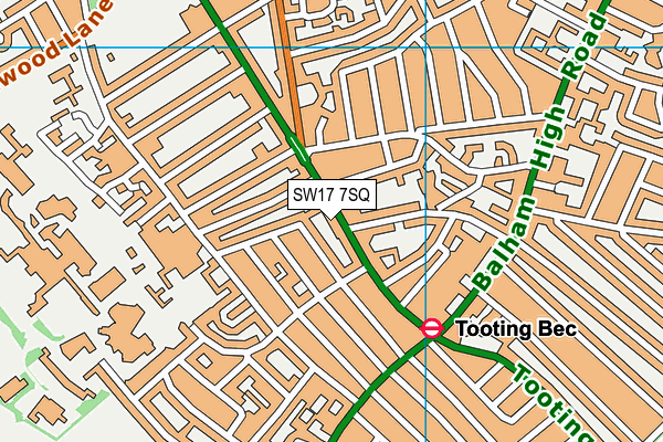 SW17 7SQ map - OS VectorMap District (Ordnance Survey) SW17 7SQ map - OS VectorMap District (Ordnance Survey)
