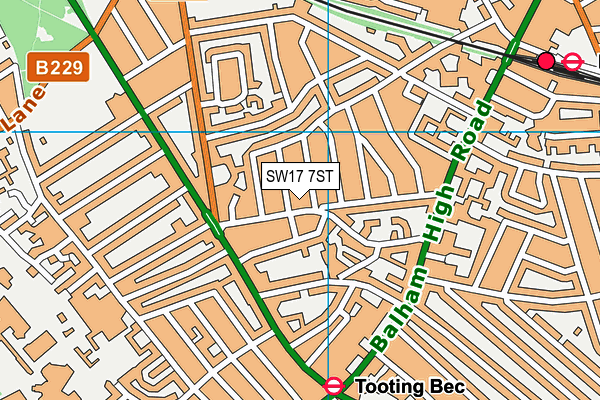 SW17 7ST map - OS VectorMap District (Ordnance Survey) SW17 7ST map - OS VectorMap District (Ordnance Survey)