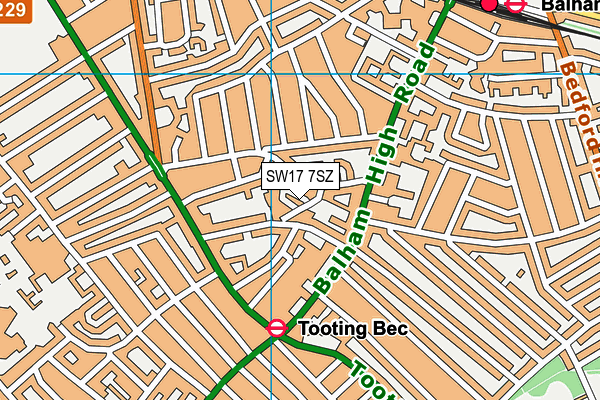 SW17 7SZ map - OS VectorMap District (Ordnance Survey) SW17 7SZ map - OS VectorMap District (Ordnance Survey)