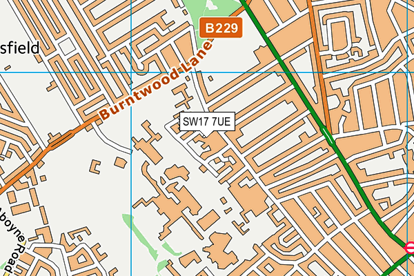 SW17 7UE map - OS VectorMap District (Ordnance Survey) SW17 7UE map - OS VectorMap District (Ordnance Survey)