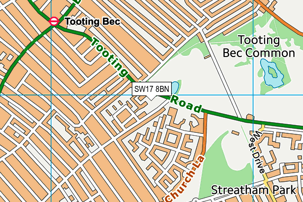SW17 8BN map - OS VectorMap District (Ordnance Survey) SW17 8BN map - OS VectorMap District (Ordnance Survey)