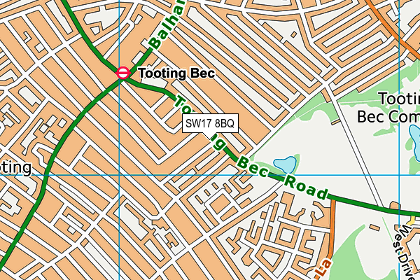 SW17 8BQ map - OS VectorMap District (Ordnance Survey)