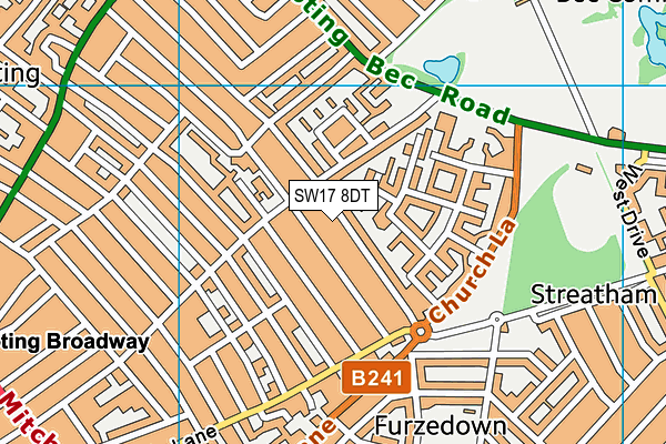 SW17 8DT map - OS VectorMap District (Ordnance Survey) SW17 8DT map - OS VectorMap District (Ordnance Survey)