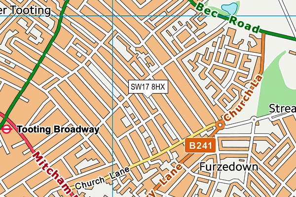 SW17 8HX map - OS VectorMap District (Ordnance Survey) SW17 8HX map - OS VectorMap District (Ordnance Survey)