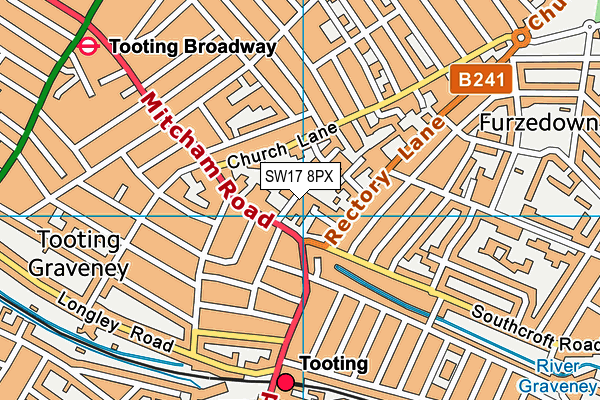 SW17 8PX map - OS VectorMap District (Ordnance Survey)