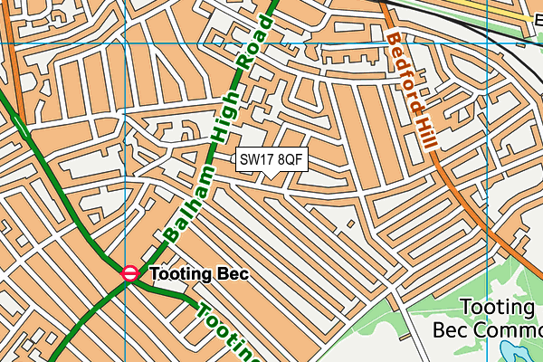 SW17 8QF map - OS VectorMap District (Ordnance Survey)