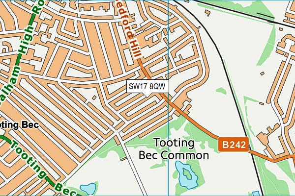 SW17 8QW map - OS VectorMap District (Ordnance Survey)