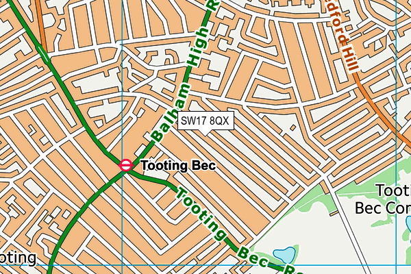 SW17 8QX map - OS VectorMap District (Ordnance Survey) SW17 8QX map - OS VectorMap District (Ordnance Survey)