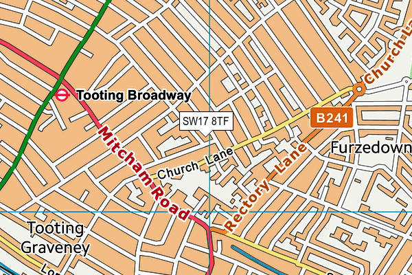SW17 8TF map - OS VectorMap District (Ordnance Survey)