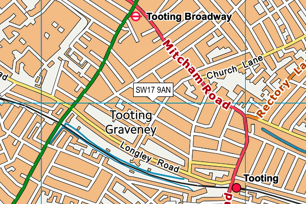 SW17 9AN map - OS VectorMap District (Ordnance Survey)