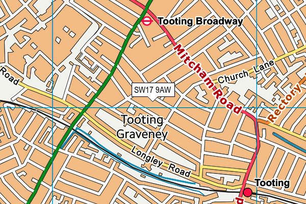 SW17 9AW map - OS VectorMap District (Ordnance Survey) SW17 9AW map - OS VectorMap District (Ordnance Survey)