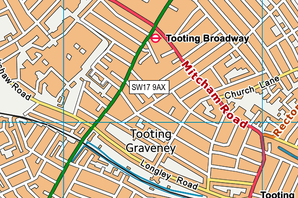 SW17 9AX map - OS VectorMap District (Ordnance Survey)