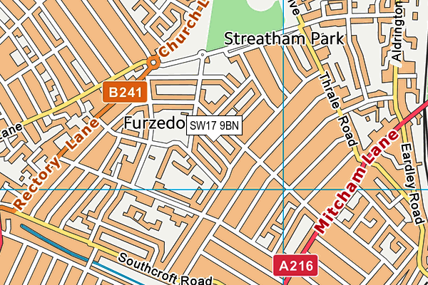 SW17 9BN map - OS VectorMap District (Ordnance Survey) SW17 9BN map - OS VectorMap District (Ordnance Survey)