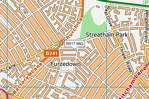 SW17 9BQ map - OS VectorMap District (Ordnance Survey) SW17 9BQ map - OS VectorMap District (Ordnance Survey)