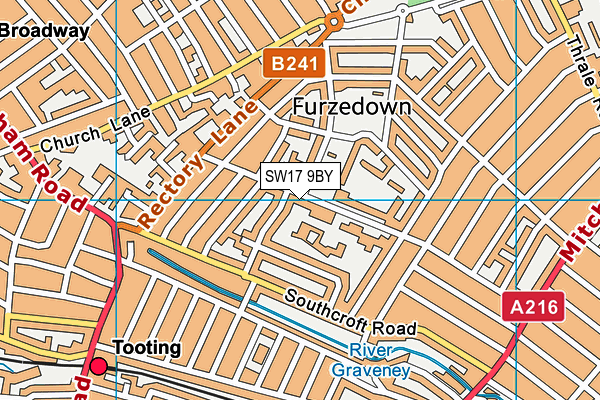 SW17 9BY map - OS VectorMap District (Ordnance Survey) SW17 9BY map - OS VectorMap District (Ordnance Survey)