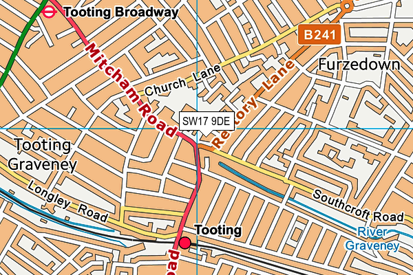SW17 9DE map - OS VectorMap District (Ordnance Survey) SW17 9DE map - OS VectorMap District (Ordnance Survey)