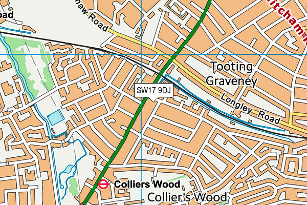 SW17 9DJ map - OS VectorMap District (Ordnance Survey) SW17 9DJ map - OS VectorMap District (Ordnance Survey)
