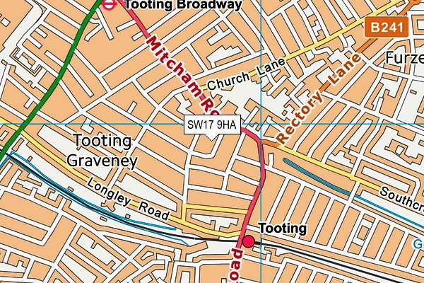 SW17 9HA map - OS VectorMap District (Ordnance Survey) SW17 9HA map - OS VectorMap District (Ordnance Survey)