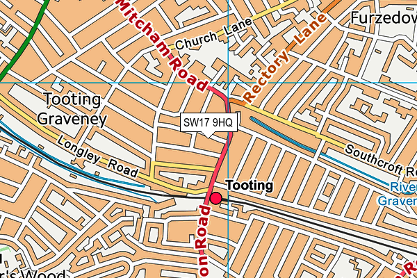 SW17 9HQ map - OS VectorMap District (Ordnance Survey) SW17 9HQ map - OS VectorMap District (Ordnance Survey)