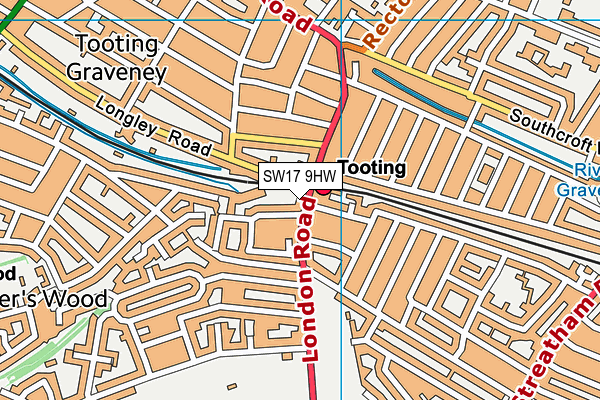 SW17 9HW map - OS VectorMap District (Ordnance Survey) SW17 9HW map - OS VectorMap District (Ordnance Survey)