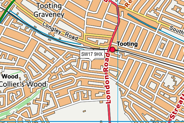 SW17 9HX map - OS VectorMap District (Ordnance Survey) SW17 9HX map - OS VectorMap District (Ordnance Survey)