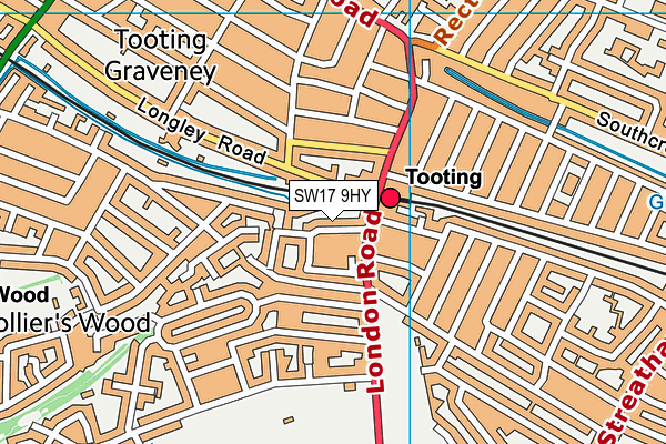 SW17 9HY map - OS VectorMap District (Ordnance Survey)