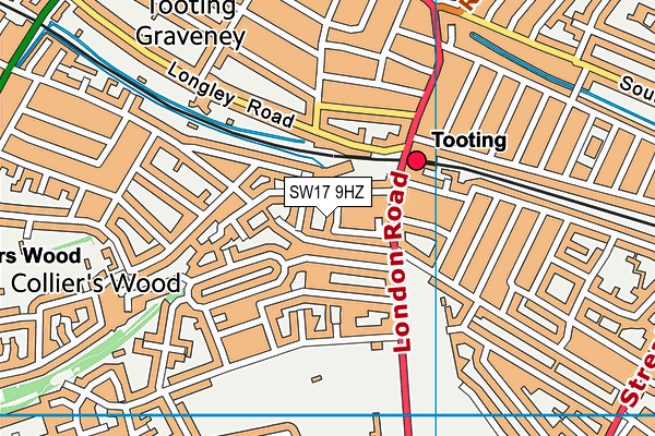 SW17 9HZ map - OS VectorMap District (Ordnance Survey) SW17 9HZ map - OS VectorMap District (Ordnance Survey)